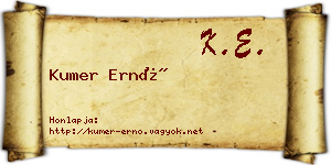 Kumer Ernő névjegykártya